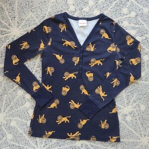 Hanna Andersson Lion Henley Cotton Long John Pajama Top